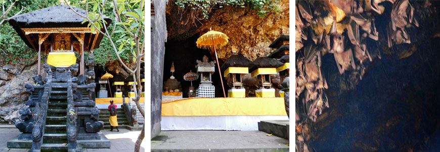 多数のコウモリが住むゴアラワ寺院の洞窟