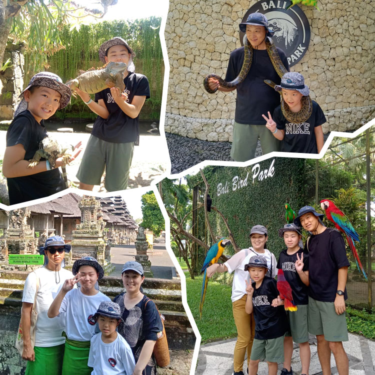 バリ島の動物園や様々なパークで無邪気に楽しむ笑顔のお子様やご家族様