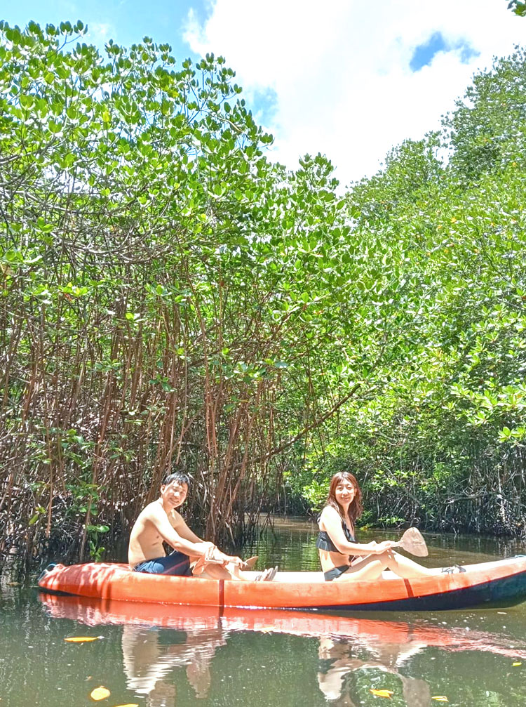 マングローブの森をカヤックで散策をするご夫婦